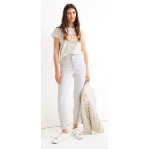 Madewell Jeans Women 27 White Denim Button Fly 10 Inch High Rise‎ Skinny Crop